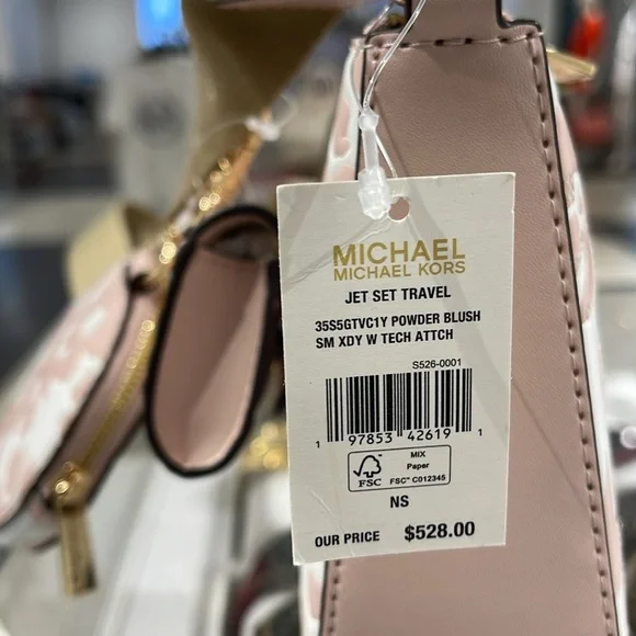 Michael Kors Jet Set Sm Sequined Floral Print Crossbody Case for Apple Airpods P - Picture 8 of 16